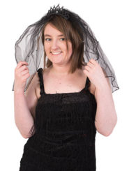 Black Veil with Mini Tiara